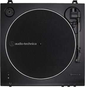  Audio-Technica AT-LP60XBT-BK Fully Automatic Bluetooth Belt-Drive Stereo Turntable, Black, Hi-Fi, 2 Speed, Dust Cover, Anti-Resonance, Die-cast Aluminum Platter top view